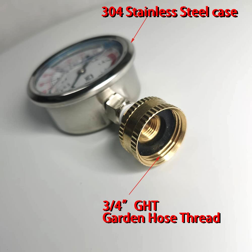 Amazon | YZM ステンレススチール 304 液体充填水圧テストゲージ 0